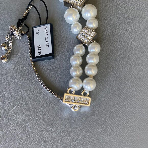 Butler FAC Double Strand Faux Pearl & Crystal Bracelet - Picture 4 of 7